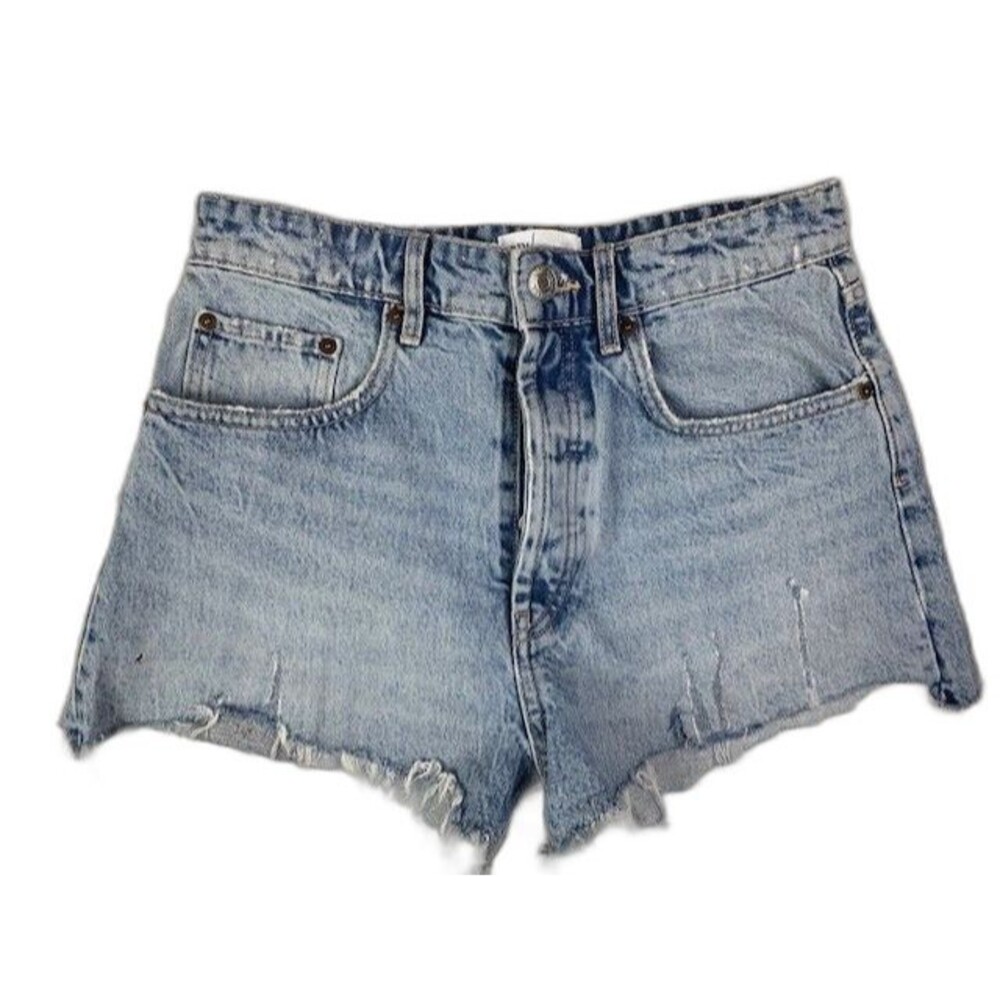 Zara Size 6 Womens Shorts Button Fly High Rise Cutt Off Distressed